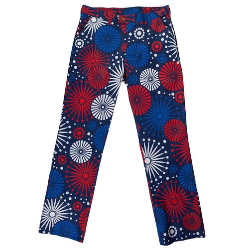 2024 Loudmouth pánské kalhoty dlouhé "Fireworks" StretchTech